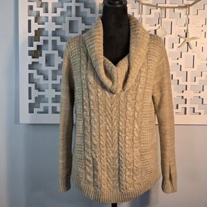 It's Our Time Beige Cable Knit Cowl Neck Sweater Women's M